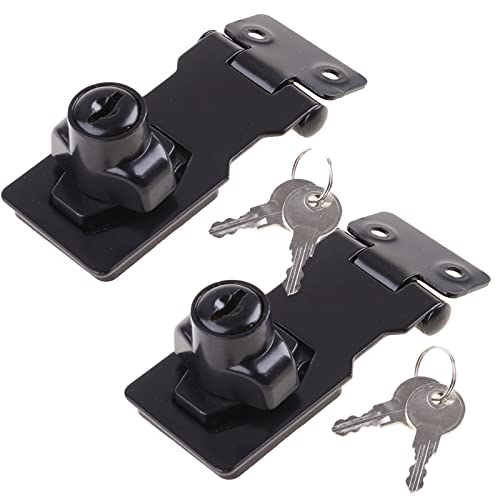 Cerrojo de Bloqueo Cerrojo Cerradura de Puerta de Cerrojo de Alta Seguridad Hebilla de Puerta Pequeña con Cerradura Cerrojo de Bloqueo de Metal Cerrojo de Cerradura con Llave para Buzón Casillero 2PCS