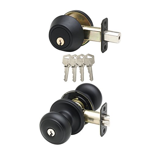 Cobre Creek ckdb141-bc Colonial pomo de la puerta con llave con cerradura combinación, negro