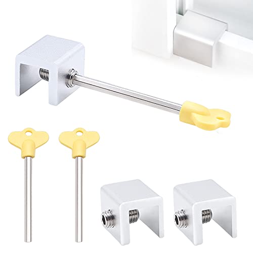 Hriymtd 4 piezas cerradura ventana corredera de aluminio bloque puerta corredera cerradura ventana ajustable con llaves marco puerta corredera ajustable antirrobo limitador de seguridad para niños