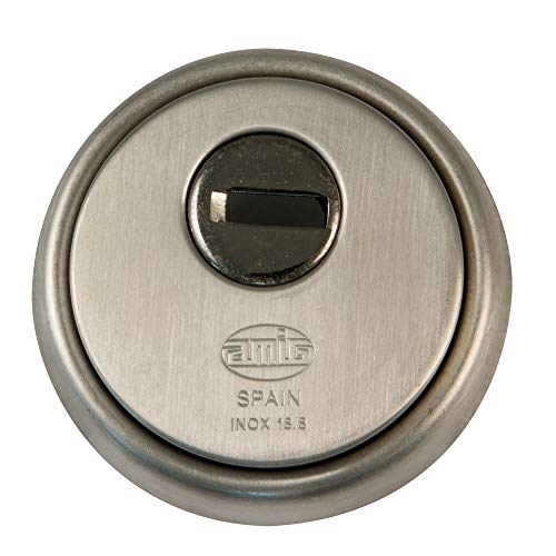 Amig - Escudo de seguridad Mod.31 | Acero Inoxidable 18/8 | Cuerpo reforzado en acero sinterizado | Antitaladro | Cromado mate | Para puertas min. 40mm de grosor | Bocallave de 65mm de diámetro