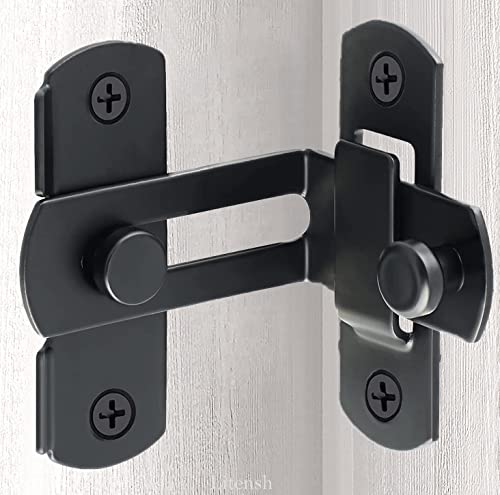 Litensh Cerradura de puerta corrediza de granero, pestillo de puerta de acero inoxidable, pestillo deslizante, cerradura de seguridad para puerta, ventana, gabinete (negro, 90° 4 pulgadas)