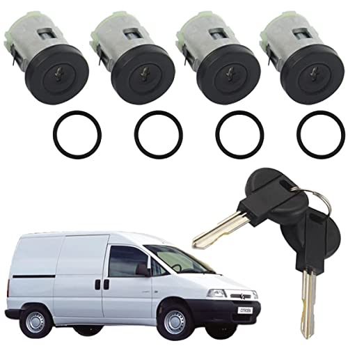 4 cerraduras de puerta para Citroen Evasion, Jumpy 1, Peugeot 806, Expert 1, Fiat Scudo, Ulysse, Zeta (1994-2006) bombillo se vende con 2 llaves