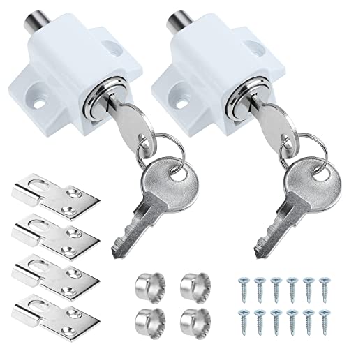 WiMas 2 piezas correderas para puertas correderas de ventana, cerradura de seguridad, cerradura corredera, cierre de puerta corredera con llave, color blanco
