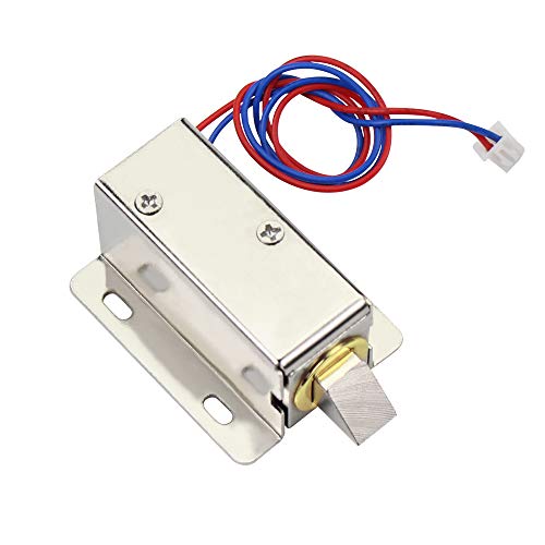 FTSTech Mini Cerradura Solenoide Pequeña de 12V 0.6A, Control Eléctrico Electromagnético para el Acceso a la Puerta del Gabinete de Archivos del Cajón