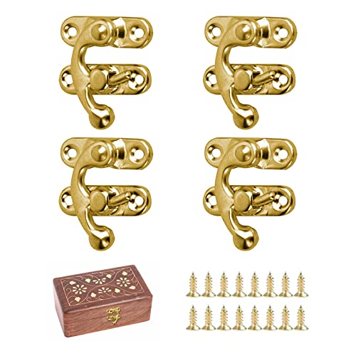 Gancho de tiro Hasp,antiguo Hasp gancho,Hasp antiguo de madera,gancho a presión,caja de madera dorada,cerrojo antiguo,cerrojo de bronce,gancho de cerdo,para joyero,cajas de regalo,caja de madera,4 pcs