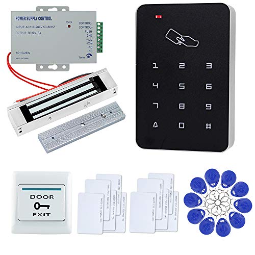 FTSTech 125KHz Kit de Seguridad para el Hogar con Control de Acceso de Puerta Completa +Cerradura Eléctrica+Fuente de Alimentación+Botón de Salida (Kit de Cerradura Magnética)