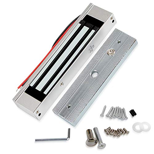 JASAG 180 kg de fuerza de retención eléctrica magnética para puerta de cristal, 12 V CC, tipo NC, cerradura electromagnética para puerta de cristal de una sola puerta, cajón de madera