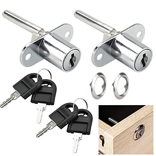 KBNIAN 2 Piezas Cerradura Buzon con Llaves Cerradura Taquilla de Seguridad Cerradura de Cajón de Aleación de Zinc para Armario Caja de Oficina con 3 cajones de madera - Ojo de Cerradura de 16 mm