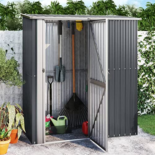 Norheim Caseta de Jardín 180,5x97x209,5 cm Cobertizo Exterior de Acero Galvanizado con Puerta con Cerradura para Almacenamiento de Herramientas Gris Antracita