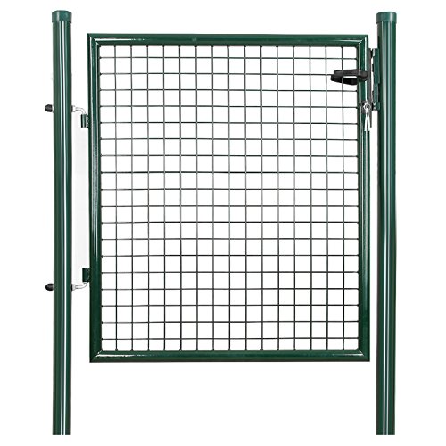 SONGMICS Puerta de Jardín de Acero Galvanizado, Valla con Cerradura, Puerta de 87 x 90 cm, Verde GGD150G