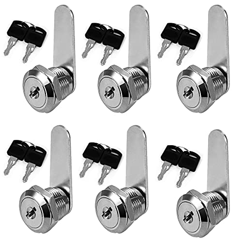 6 Piezas Cerradura de Leva, Cerradura de Seguridad para Buzón, Cerradura de Seguridad Cerraduras de Taquillas con 12 Llaves para Buzón, Cajón, Casillero, Armario, Buzón, Etc (20 mm)