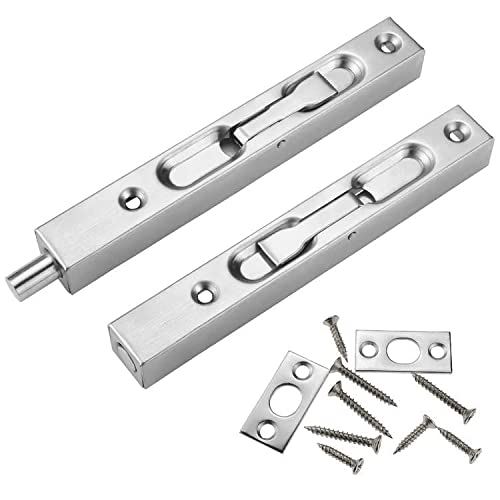 Prmape 2 Piezas Pestillo Deslizante Cerradura de Perno de Puerta,Puerta de Acción Perno acero inoxidable 304 para Instalar en Puertas,Ventanas y Armarios de Madera