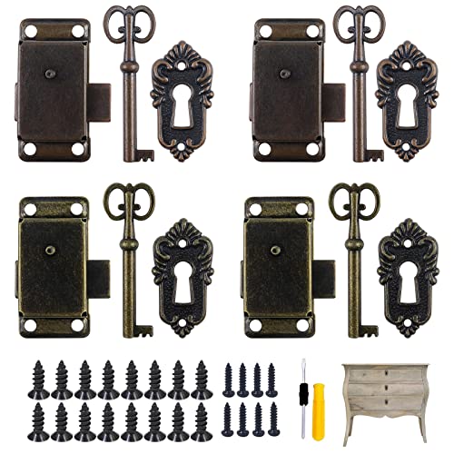 SDwfxd - Cerradura para muebles (4 unidades, con llave, tornillos y destornilladores)