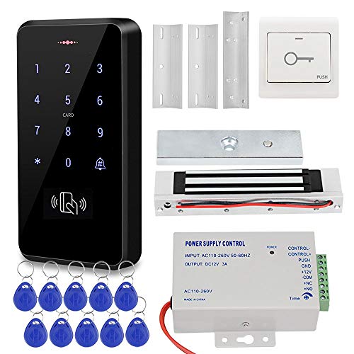 KDL Sistema de control de acceso a la puerta Controlador de teclado RFID a prueba de agua IP68, fuente de alimentación DC12V, cerradura magnética eléctrica 180kg / 350lb con soporte Z&L para el hogar